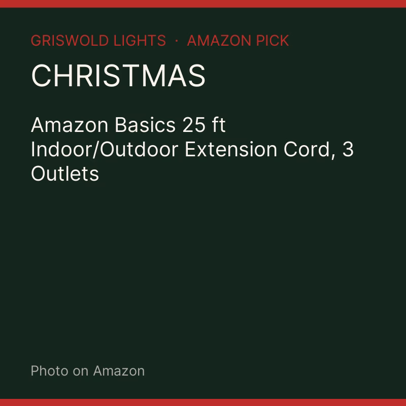Amazon Basics 25 ft Indoor/Outdoor Extension Cord, 3 Outlets