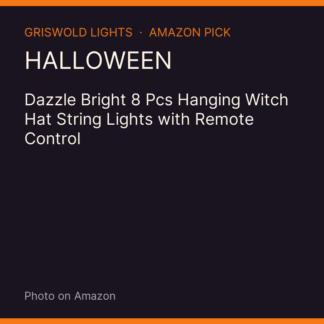 Dazzle Bright 8 Pcs Hanging Witch Hat String Lights with Remote Control